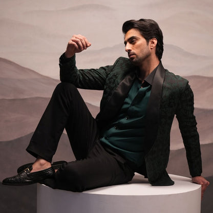 Emerald Jacquard Blazer