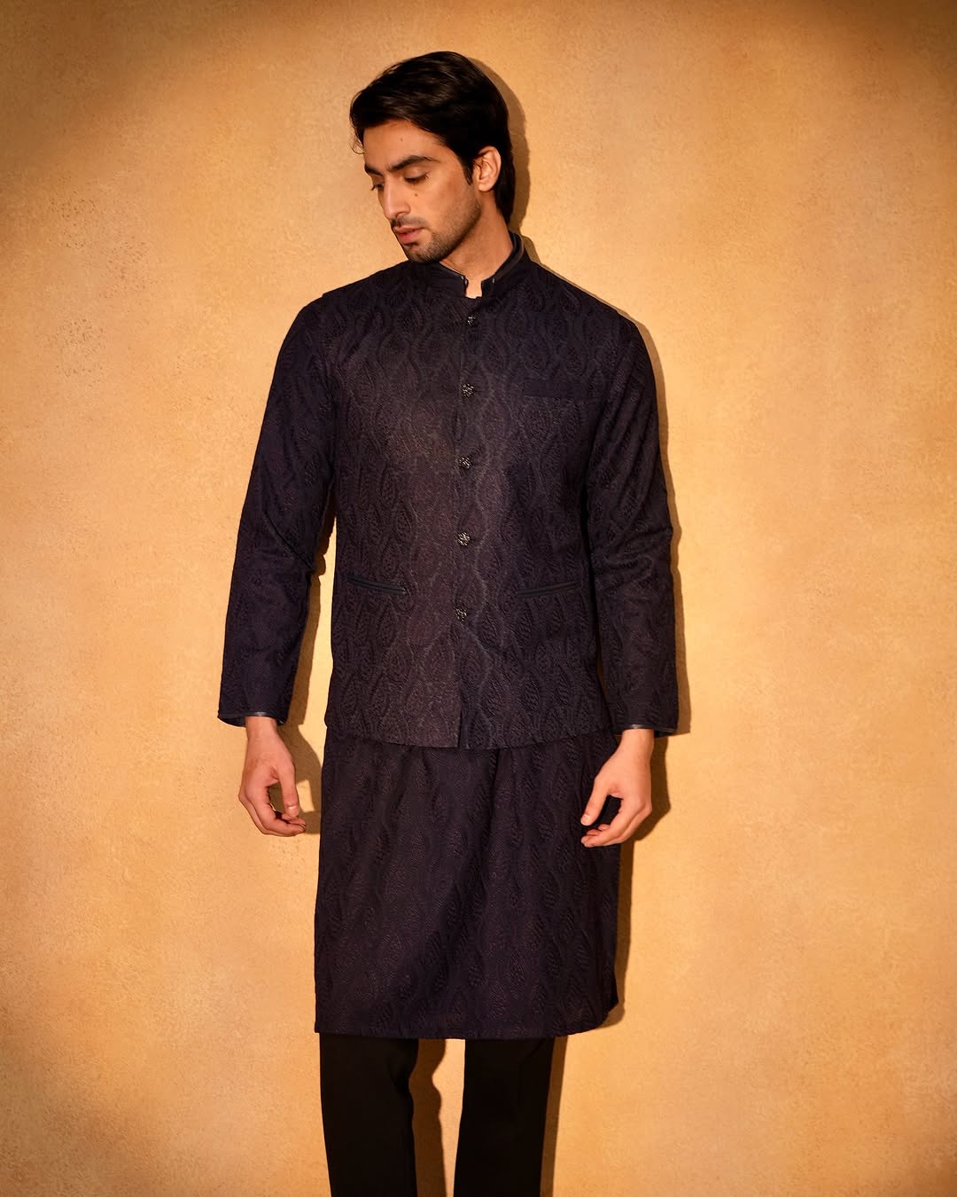 Royal Blue Nehru Jacket And Kurta Set