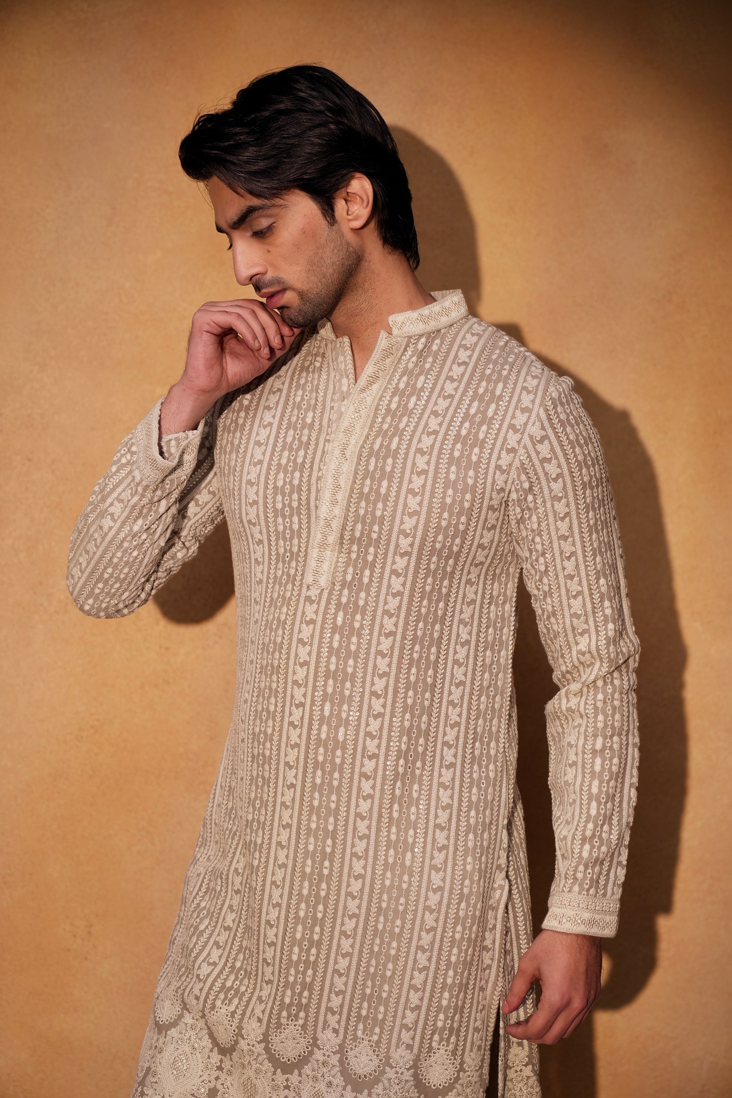 Grey Chikankari Kurta