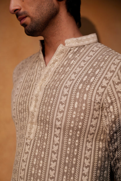 Grey Chikankari Kurta