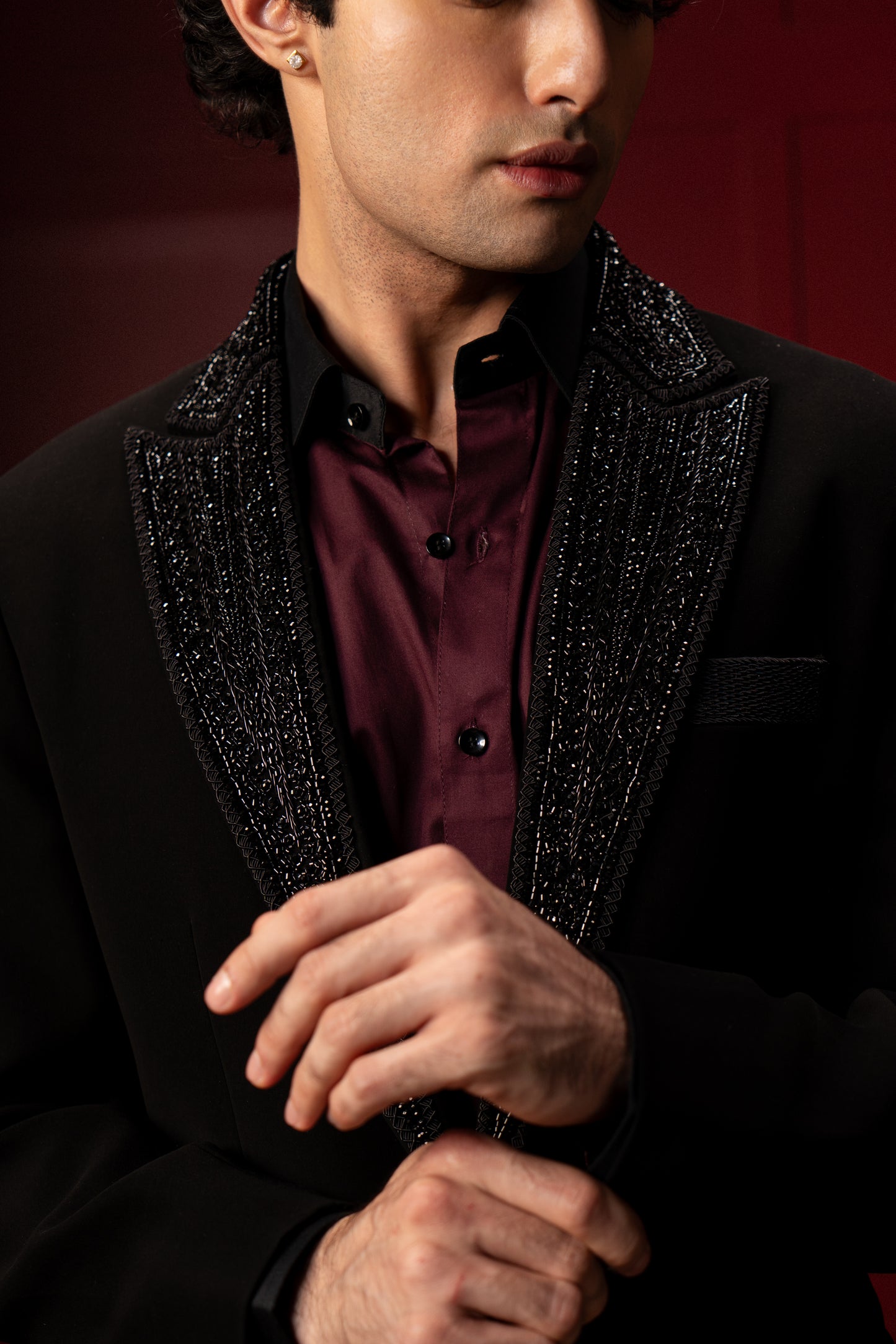 Classic Embroidered Lapel Tuxedo